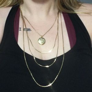 Gold layered necklace.